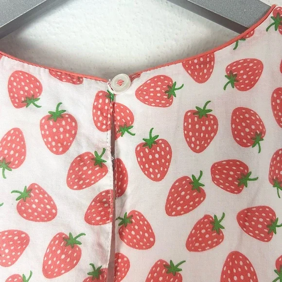 Mini Boden 8-9 year old Strawberry Tiered Dress Scalloped Embroidered Ruffle - Picture 6 of 9